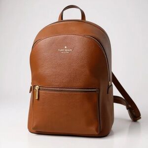 ♠️Kate Spade Lena Tan Leather Double Zip Large Dome Backpack NEW